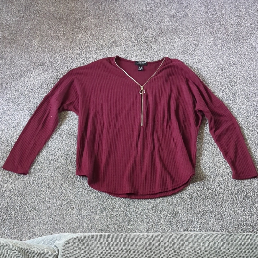 Elegant Burgundy V-Neck Blouse
